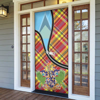 Saint Lucia Creole Day Door Cover Madras Pattern Zipper Stylized - Wonder Print Shop