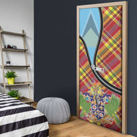 Saint Lucia Creole Day Door Cover Madras Pattern Zipper Stylized - Wonder Print Shop