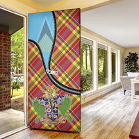 Saint Lucia Creole Day Door Cover Madras Pattern Zipper Stylized - Wonder Print Shop