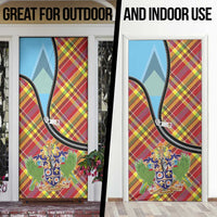 Saint Lucia Creole Day Door Cover Madras Pattern Zipper Stylized - Wonder Print Shop