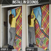 Saint Lucia Creole Day Door Cover Madras Pattern Zipper Stylized - Wonder Print Shop