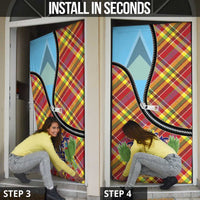 Saint Lucia Creole Day Door Cover Madras Pattern Zipper Stylized - Wonder Print Shop