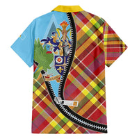 Saint Lucia Creole Day Family Matching Long Sleeve Bodycon Dress and Hawaiian Shirt Madras Pattern Zipper Stylized - Wonder Print Shop