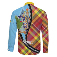 Saint Lucia Creole Day Family Matching Long Sleeve Bodycon Dress and Hawaiian Shirt Madras Pattern Zipper Stylized - Wonder Print Shop