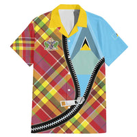 Saint Lucia Creole Day Family Matching Mermaid Dress and Hawaiian Shirt Madras Pattern Zipper Stylized - Wonder Print Shop
