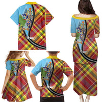 Saint Lucia Creole Day Family Matching Puletasi and Hawaiian Shirt Madras Pattern Zipper Stylized - Wonder Print Shop