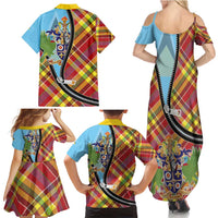 Saint Lucia Creole Day Family Matching Summer Maxi Dress and Hawaiian Shirt Madras Pattern Zipper Stylized - Wonder Print Shop