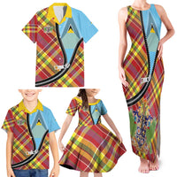 Saint Lucia Creole Day Family Matching Tank Maxi Dress and Hawaiian Shirt Madras Pattern Zipper Stylized - Wonder Print Shop