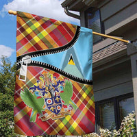 Saint Lucia Creole Day Garden Flag Madras Pattern Zipper Stylized - Wonder Print Shop