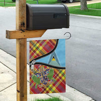 Saint Lucia Creole Day Garden Flag Madras Pattern Zipper Stylized - Wonder Print Shop