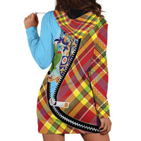 Saint Lucia Creole Day Hoodie Dress Madras Pattern Zipper Stylized - Wonder Print Shop