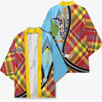 Saint Lucia Creole Day Kimono Madras Pattern Zipper Stylized - Wonder Print Shop