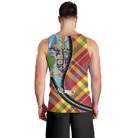 Saint Lucia Creole Day Men Tank Top Madras Pattern Zipper Stylized - Wonder Print Shop