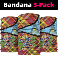 Saint Lucia Creole Day Neck Gaiter Madras Pattern Zipper Stylized - Wonder Print Shop