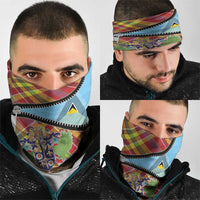 Saint Lucia Creole Day Neck Gaiter Madras Pattern Zipper Stylized - Wonder Print Shop