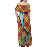 Saint Lucia Creole Day Off Shoulder Maxi Dress Madras Pattern Zipper Stylized - Wonder Print Shop