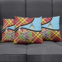 Saint Lucia Creole Day Pillow Cover Madras Pattern Zipper Stylized - Wonder Print Shop