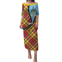 Saint Lucia Creole Day Puletasi Madras Pattern Zipper Stylized - Wonder Print Shop