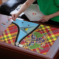 Saint Lucia Creole Day Puzzle Madras Pattern Zipper Stylized - Wonder Print Shop