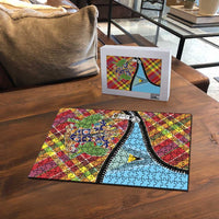 Saint Lucia Creole Day Puzzle Madras Pattern Zipper Stylized - Wonder Print Shop