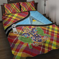 Saint Lucia Creole Day Quilt Bed Set Madras Pattern Zipper Stylized - Wonder Print Shop