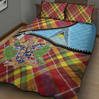Saint Lucia Creole Day Quilt Bed Set Madras Pattern Zipper Stylized - Wonder Print Shop