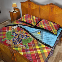 Saint Lucia Creole Day Quilt Bed Set Madras Pattern Zipper Stylized - Wonder Print Shop