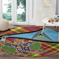Saint Lucia Creole Day Round Carpet Madras Pattern Zipper Stylized - Wonder Print Shop