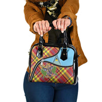 Saint Lucia Creole Day Shoulder Handbag Madras Pattern Zipper Stylized - Wonder Print Shop