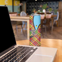 Saint Lucia Creole Day Skinny Tumbler Madras Pattern Zipper Stylized - Wonder Print Shop