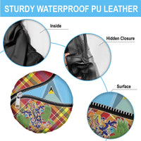 Saint Lucia Creole Day Spare Tire Cover Madras Pattern Zipper Stylized - Wonder Print Shop