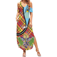 Saint Lucia Creole Day Summer Maxi Dress Madras Pattern Zipper Stylized - Wonder Print Shop