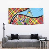 Saint Lucia Creole Day Tapestry Madras Pattern Zipper Stylized - Wonder Print Shop