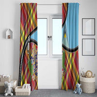 Saint Lucia Creole Day Window Curtain Madras Pattern Zipper Stylized - Wonder Print Shop