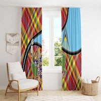 Saint Lucia Creole Day Window Curtain Madras Pattern Zipper Stylized - Wonder Print Shop