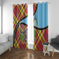 Saint Lucia Creole Day Window Curtain Madras Pattern Zipper Stylized - Wonder Print Shop
