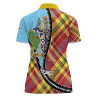 Saint Lucia Creole Day Women Polo Shirt Madras Pattern Zipper Stylized - Wonder Print Shop