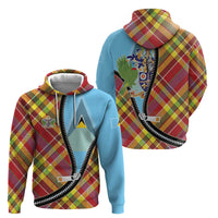 Saint Lucia Creole Day Zip Hoodie Madras Pattern Zipper Stylized - Wonder Print Shop