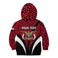 Personalised Yemen Independence Day Kid Hoodie Yemeni Coat Of Arms Leopard Pattern - Wonder Print Shop