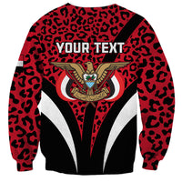 Personalised Yemen Independence Day Sweatshirt Yemeni Coat Of Arms Leopard Pattern - Wonder Print Shop