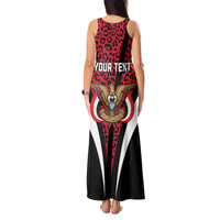 Personalised Yemen Independence Day Tank Maxi Dress Yemeni Coat Of Arms Leopard Pattern - Wonder Print Shop