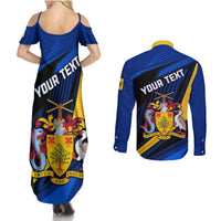 Personalised Barbados Independence Day Couples Matching Summer Maxi Dress and Long Sleeve Button Shirt Barbadian Coat Of Arms Special Version - Wonder Print Shop