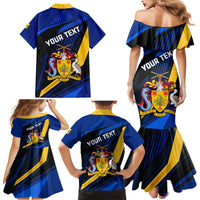 Personalised Barbados Independence Day Family Matching Mermaid Dress and Hawaiian Shirt Barbadian Coat Of Arms Special Version - Wonder Print Shop