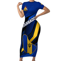 Personalised Barbados Independence Day Family Matching Short Sleeve Bodycon Dress and Hawaiian Shirt Barbadian Coat Of Arms Special Version - Wonder Print Shop