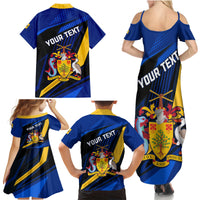 Personalised Barbados Independence Day Family Matching Summer Maxi Dress and Hawaiian Shirt Barbadian Coat Of Arms Special Version - Wonder Print Shop