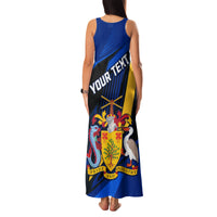 Personalised Barbados Independence Day Family Matching Tank Maxi Dress and Hawaiian Shirt Barbadian Coat Of Arms Special Version - Wonder Print Shop
