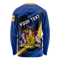 Personalised Barbados Independence Day Long Sleeve Shirt Barbadian Coat Of Arms Special Version - Wonder Print Shop