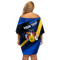 Personalised Barbados Independence Day Off Shoulder Short Dress Barbadian Coat Of Arms Special Version - Wonder Print Shop