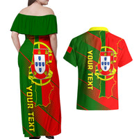 Personalised Portugal Independence Day Couples Matching Off Shoulder Maxi Dress and Hawaiian Shirt Portuguesa Map Flag Style - Wonder Print Shop