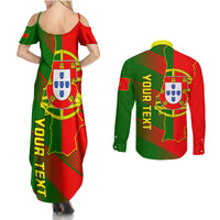 Personalised Portugal Independence Day Couples Matching Summer Maxi Dress and Long Sleeve Button Shirt Portuguesa Map Flag Style - Wonder Print Shop